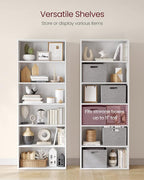 VASAGLE Bookshelf, 23.6 Inches Wide, 6-Tier Open Bookcase with Adjustable Storage Shelves, Floor Standing Unit, Cloud White ULBC166T14