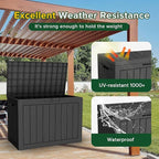 45GAL Black Outdoor Storage Deck Box with Secure Lock Hole - Weatherproof, SGS Certified UV Resistance, Suitable for Pool Toys and Patio Decor Storage, Features Sturdy Side Handles for Easy Transport