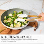 Styled Settings White and Gold Kitchen Utensils Set with Holder, 15-Piece | Nonstick BPA-Free Silicone Cooking Utensils with Measuring Cups and Spoons - Luxury Kitchen Accessories for Stylish Cooking