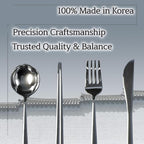 Korean 316 Stainless Steel Cutlery Set for 1 | Spoon Chopsticks Fork Knife Set, Made in Korea, Balanced Grip Reusable Dishwasher Safe, Hojakdo Animal Engraved Design