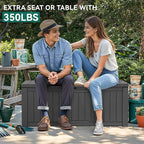 YITAHOME Outdoor Storage Box, 120 Gallon Waterproof Deck Box for Garden Tools, Patio Cushions, and Pool Accessories, Lockable, Easy Assembly, Versatile Bench or Table (Dark Gray)