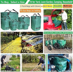 Standard 3-Pack 32 Gallons Yard Garden Bags (D18, H30 inches) with Gardening Gloves, Standable Reusable Leaf Bags,Plant Trimming Bag,Yard Waste Bags,Trash Container,Lawn Grass,Weeds Bag w/ 4 Handles