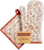 Maison d' Hermine 100% Cotton Oven Mitt & Pot Holder Set (7.5"x13" & 8"x8") | Heat Resistant BBQ Cooking Gloves with Loop Baking Grilling Kitchen Hotel Home Farmhouse Thanksgiving Christmas - Cachemire