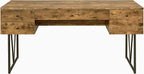 Coaster Home Furnishings Analiese Rustic 63-Inch 4-Drawer Home Office Computer Writing Desk Study Table with Storage Engineered Eco-Friendly Wood Look Laminate Sturdy Steel Base Rustic Nutmeg 800999
