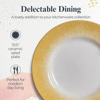 Portmeirion Potter's Mist Dinner Plate (Set of 4) - 10.5" Earthenware Plates with Classic Mist Rim - Microwave, Dishwasher, Freezer, Oven Safe - Ideal Modern Dinnerware Set (Yellow Mist)