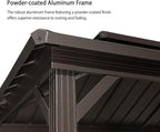 PURPLE LEAF 6' X 9' Hardtop Grill Gazebo for Patio Permanent Metal Roof with 2 Side Shelves Deck Yard Tent Aluminum Garden Outside Sun Shade Outdoor BBQ Canopy