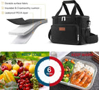 Lunch Bags for Women/Men, Insulated Lunch Bag for Work Office Picnic - Large Lunch Cooler Bag Leakproof Lunch Box with Adjustable Shoulder Strap for Adults - Black(15L)