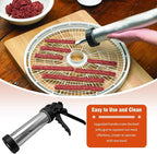 Hoypeyfiy Stainless Steel Jerky Gun Kit, Beef Jerky Maker Gun for Ground Meat, Manual Sausage Stuffer and Salami Maker with 5 Stainless Steel Nozzles, Meat Pusher and Cleaning Brushes