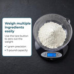 Smart Weigh Digital Kitchen Scale with Removable Bowl – 11lb/5kg Capacity, 0.1oz/1g Precision – High Accuracy Food Scale for Baking, Cooking & Meal Prep (Black)