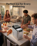 Nugget Ice Maker Countertop 40Lbs/24H Soft Chewable Ice Machine Pellet Crushed Ice Makers, One-Click Operation Auto Self-Cleaning Stainless Steel with Scoop for Home Kitchen Office, Silver