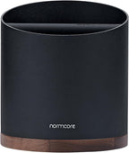 Normcore Espresso Knock Box, 1L Capacity Holds 20-25 Espresso Pucks, Stainless Steel with Walnut Non-Slip Base, Knock Bin For Home Baristas, Black