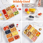 Snackle Box Container Dishwasher Safe Divided Serving Tray with Lid Handle | Charcuterie Board for Portable Snack Platters, Clear Organizer for Fruits Snacks, Perfect for Road Travel
