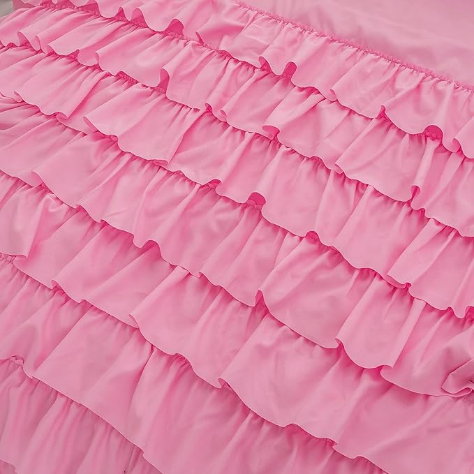Pink Comforter Set Queen Size, 5 Pcs Bed in a Bag Girls Queen, Girls Queen Comforter Set, Girls Pink Bedding Queen, Teen Bedding Sets for Girls Kids