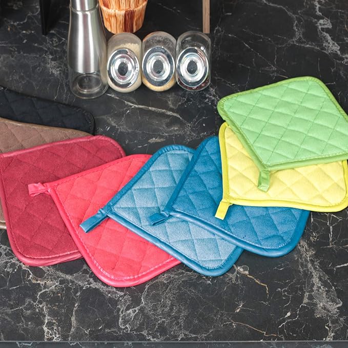 Joyhalo 5 Pack Pot Holders for Kitchen Clearance | Cotton Made, Machine Washable, Heat Resistant Potholder, Hot Pads, Trivet for Cooking and Baking, Federal Blue
