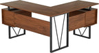 NicBex Laik-DW-00045-DX Desks, 59" W x 57.75" D x 30" H, Walnut