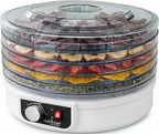 NutriChef Electric Countertop Food Dehydrator - Multi-Tier High-Heat Circulation Professional Food Preserver, Fruit, Vegetable Dryer, Meat or Beef Jerky Maker w/ 5 Stackable Trays - AZPKFD12