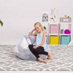 Posh Creations Cute Soft and Comfy Bean Bag Chair for Kids, Large, Animal - Silver Fox