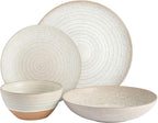 Gibson Elite 16 Piece Dreamweaver Double Bowl Terracotta Reactive Dinnerware Set - Sand Cream, Service for 4 (16pcs)