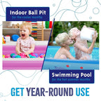 Blue Inflatable Swimming Pool (120" x 72.8" x 23.6") Built-in Air Pump Inflatable Kiddie Pool, Family Pools for Kids and Adults - Self Inflating Backyard Blow Up Pool for Toddlers & Babies (Large)