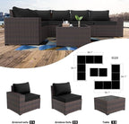 Kullavik 12PCS Outdoor Patio Furniture Set PE Wicker Rattan Sectional Sofa Patio Conversation Sets,Black