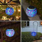 VCUTEKA Hanging Solar Lanterns Mosaic Solar Lights with Hook Up, Outdoor Garden Lights Decor for Yard Tree Fence Patio