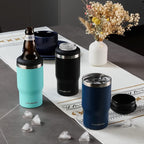 HAUSHOF 4-in-1 Insulated Can Cooler Fits 12oz Cans & Beer Bottle, Navy Blue | Double-Wall Vacuum Insulated, 18/8 Stainless Steel, BPA-Free Lid, Slim Can Cooler for Camping, Beach & Picnic