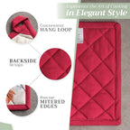 Maison d' Hermine 100% Cotton Oven Mitt & Pot Holder Set (7.5"x13" & 8"x8") | Heat Resistant BBQ Cooking Gloves with Loop Baking Kitchen Hotel Home Farmhouse Thanksgiving Christmas - Equinoxe - Beige