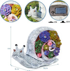 FORUP Snail Garden Statue, Resin Snail Figurine Garden Lawn Ornaments with Solar LED Lights for Outdoor Yard Garden Decorations