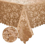 Smiry Rectangle Waterproof Heavy Duty Vinyl Tablecloths, 60 x 102 Inch | Wipeable Washable Floral Embossed Table Cover for Kitchen and Dining Room, Indoor & Outdoor Use, Brown