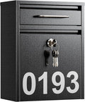 LAND·VOI Mailbox for Outside Wall Mount, Heavy Duty Rustproof, Anti-Theft Locking Mailbox with 4 Keys, Weatherproof for Residential & Apartment, 12.2"×9.5"×4.7", Black, Small