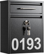 LAND·VOI Mailbox for Outside Wall Mount, Heavy Duty Rustproof, Anti-Theft Locking Mailbox with 4 Keys, Weatherproof for Residential & Apartment, 12.2"×9.5"×4.7", Black, Small