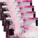 Feelyou Kids Pink Grey Placemats Set of 4 18"x12" Abstract Table Place Mats, for Boys Decor Geometric Modern Placemat for Kitchen Dining Table Decor Indoor Outdoor Geometric