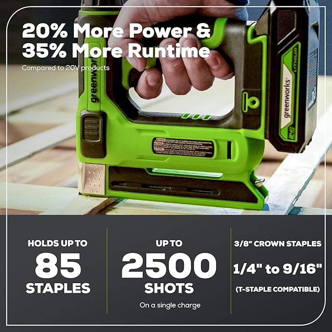 Greenworks 48V (2x24V) All-in-One Cordless Combo - 20" Push Lawn Mower, 12" String Trimmer, 320 CFM Leaf Blower & 3/8" 18 GA Crown Stapler