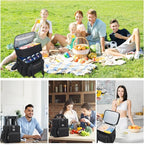 holuxer Insulated Lunch Bag & Lunch Box for Men - Double Deck Reusable Lunch Bag for Women Tote Cooler Bag Leakproof Soft Expandable - Large Lunchbox for Work/Adult/Picnic/Outdoor (Black，15L)