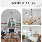 ANKYLHUA Black Nickel Chandelier,6-Lights Ceiling Light Fixture E12,Adjustable Hight Pendant Lights Kitchen Island,Chandeliers for Dining Room Bedroom,Entryway,Foyer