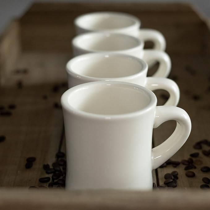 COLETTI Diner Coffee Mugs — Restaurant Coffee Mugs, Retro Coffee Mug – Sturdy & Heavy Diner Mug – Nostalgia in Every Sip [Cream, 11 oz, Set of 4]