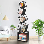 Unique Bookshelf, Book Shelves for Living Room, Geometric Bookcase, Modern Bookcase, Cool Bookshelf, Black Bookshelf, 67" Tall, Metal