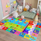 Kids Alphabet Play Game Rug - 5' 3" x8' ABC Numbers and Shapes Educational Learning Toddler Carpet - Kids Room Playroom Classroom Kindergarten Activity Fun Soft Non-Slip Mat