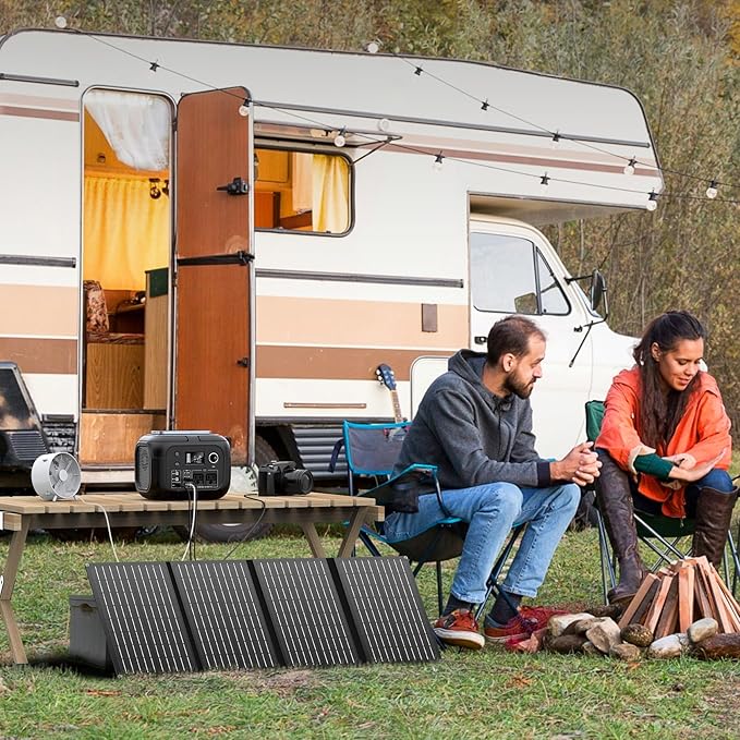 Solar Powered Generator 300W Peak/70400mAh, 260Wh Portable Power Station with Panels 40W Included, Solar Generator with AC Outlet 110V for Home Use, Camping, Outdoor, Power Backup