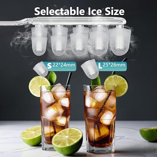 EUHOMY Smart Ice Makers Countertop -26lbs in 24 Hours, 9 Cubes Ready in 8Mins, Self-Cleaning Countertop Ice Maker, Portable Ice Maker with Ice Scoop and Basket, Perfect for Home/Kitchen/Office(Sliver