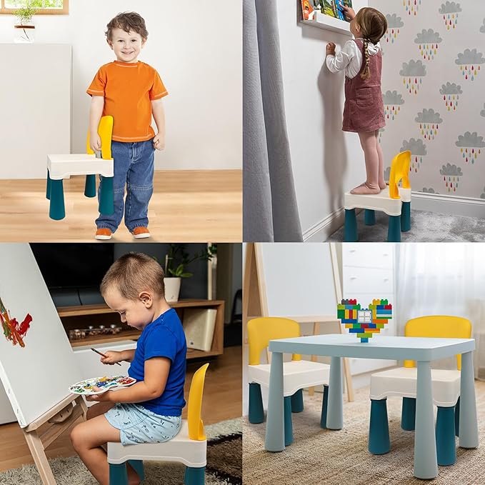 burgkidz Plastic Kids Chair, Durable and Lightweight, 9.3" Height Seat, Indoor or Outdoor Use for Ages 2 and Up (Macaron)