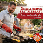 KITCHEN PERFECTION XL Silicone Griddle Gloves - Heat Resistant Oven Mitts | Waterproof, 5-Finger Design For A Better Grip, Best Griddle Grilling Accessories, Compatible with Blackstone, Weber & More