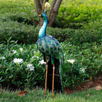 chisheen Outdoor Solar Peacock Statue Garden Decor for Outside Metal Yard Art Outdoor Decoration for Lawn Backyard Party Wedding Mother's Day Gardening Gifts for Women
