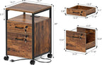 SUPERJARE File Cabinet with Lock & Charging Station, 2 Drawers Rolling Filing Cabinet, Office File Cabinet with Wheels & Open Shelf, for Home Office, A4/Letter Size Files - Rustic Brown