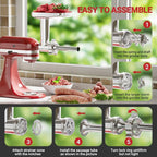 HOZODO Meat Grinder Attachment for KitchenAid Stand Mixer, Burger Press | Metal Food Grinder Attachment, Sausage Stuffer, Kitchen Aid Accessories and Attachments