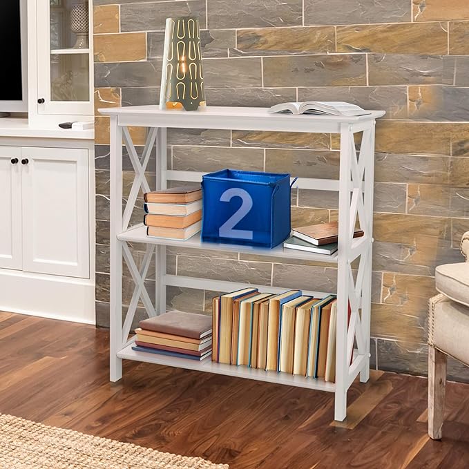 Casual Home Montego 3-Shelf Bookcase, White (New)