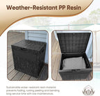 31 Gallon Deck Box, Small Outdoor Storage Box Waterproof, Lockable Secure Package Bin Delivery Box for Outside Front Porch, Patio Cushions Storage Box, Delivery Driver Snack Box for Porch, Black