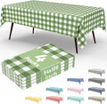4 Packs Buffalo Disposable Table Cloth, 54 x 108 Inch Waterproof Plastic Tablecloth, Rectangle Sage Green and White Checkered Table Covers for Picnic, Birthday, Party, Back to School