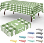4 Packs Buffalo Disposable Table Cloth, 54 x 108 Inch Waterproof Plastic Tablecloth, Rectangle Sage Green and White Checkered Table Covers for Picnic, Birthday, Party, Back to School