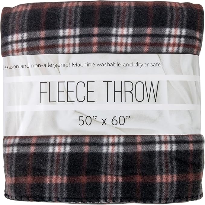 50x60 Throw Blankets, Plaid Fleece Throw Blankets for Bedroom, Couch, Livingroom, Chair, Pets, Outdoors